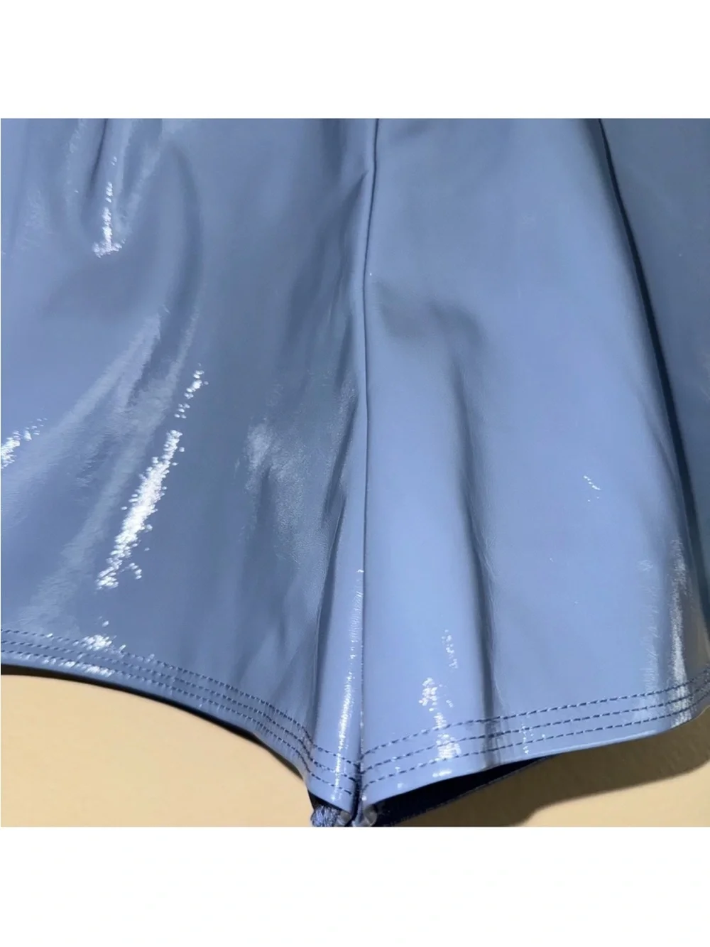 Grey Lab High Waisted Dusty Blue Faux Leather Shorts Size XS NWT!